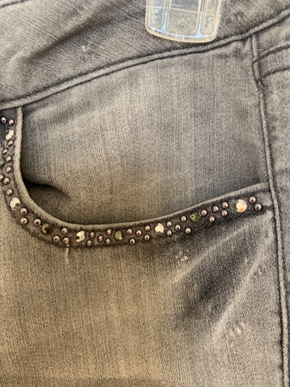 Cache Designer Grey Rhinestone Size 6, Used - Picture 3 of 6